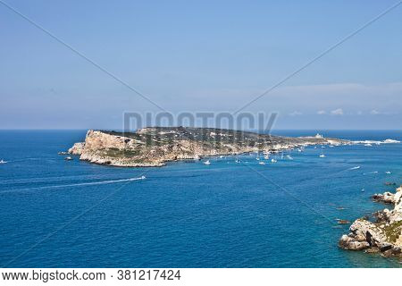 View of the Tremiti Islands. San Domino island, Italy: scenic view of tipycal rocky coastline. Adriatic Sea. Puglia, Italy.