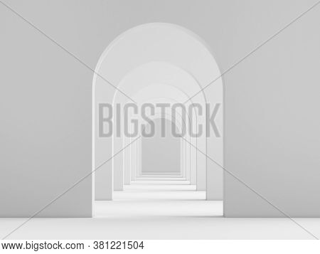 White acrhitecture arc rhythm background - 3d rendering