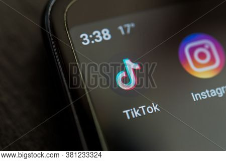 Buenos Aires, Argentina - August 10, 2020: Logo Of Tiktok And Instagram On Phone