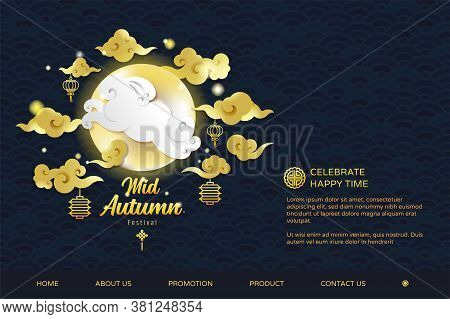Mid Autumn Festival Greeting Template Illustration. Web Banner Design Background. Promotion Sale Hom