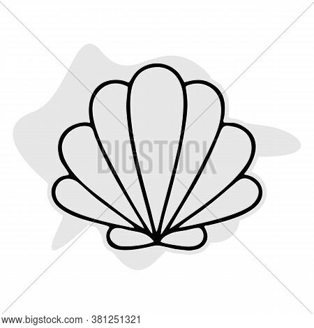 Seashell Thin Line Icon, Animal And Underwater, Shell Sign Vector Graphics, A Linear Pattern On A Wh