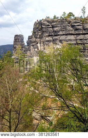 The Elbe Sandstone Mountains Are A Sandstone Massif On The Upper Reaches Of The Elbe River In German