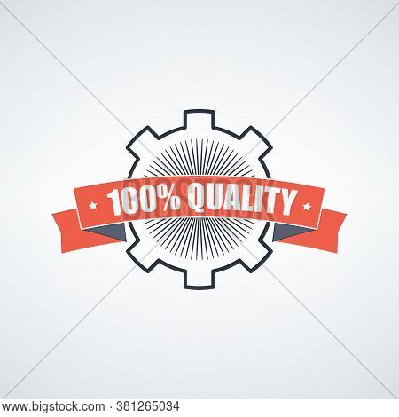 High Quality Customer Support Service Signs. 100 Quality Guarantee Label. Cogwheel Gear. Stock Vecto