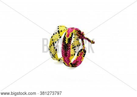 Selective Focus Of Tied Woven Friendship Bracelets With Bright Colorful Pattern Handmade Of Thread I