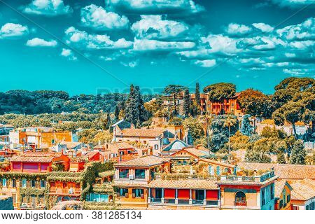 View From The Roman Forum And Palatine Hill(collina Del Palatino ) On Top Of Rome.