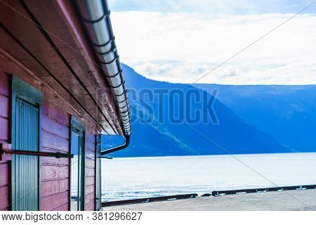 Solvorn Village In Luster Municipality In Vestland County, Located On The Western Shore Of The Lustr