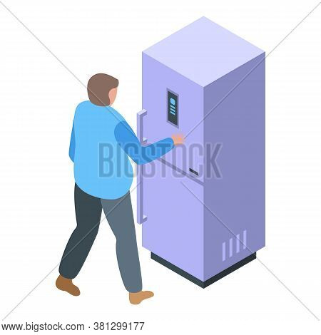Gluttony Fridge Icon. Isometric Of Gluttony Fridge Vector Icon For Web Design Isolated On White Back