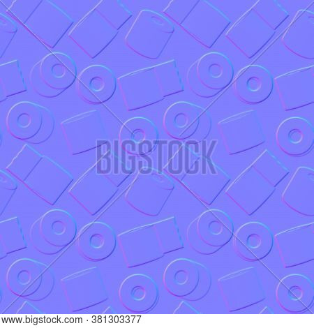 Normal Map Of Seamless Toilet Paper Pattern. Computer Generated Image, 3d Render