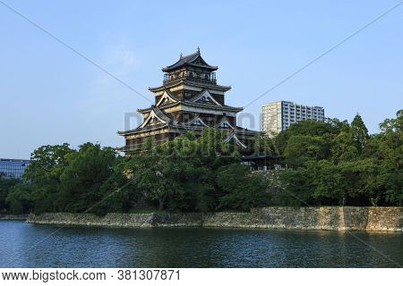 August 5, 2020, Hiroshima, Japan - A General View Of Hiroshima Castle On The Side Of Otagawa River, 