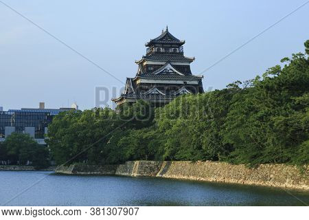 August 5, 2020, Hiroshima, Japan - A General View Of Hiroshima Castle On The Side Of Otagawa River, 