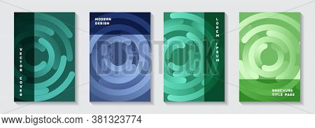 Editable Catalog Front Pages Templates. Creative Poster Gradient Circles Twist Vector Backgrounds. A
