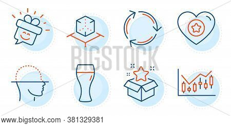Smile, Financial Diagram And Augmented Reality Signs. Heart, Loyalty Program And Recycling Line Icon