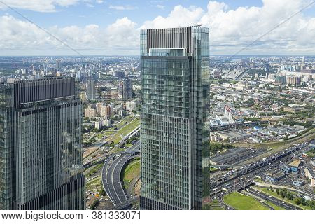 Moscow, Russia – July 23, 2020: Aerial View Of Center Of Moscow From Observation Deck  Federation To