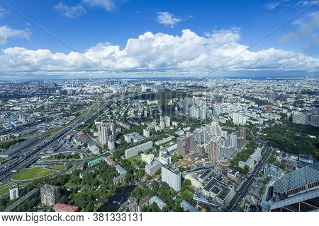 Moscow, Russia – July 23, 2020: Aerial View Of Center Of Moscow From Observation Deck  Federation To