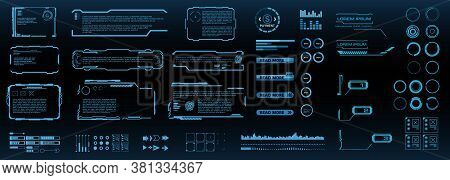 Set Of Futuristic Digital Hud Elements For User Interface. Callouts, Frames, Pointers, Circles, Arro