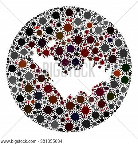Vector Saint Barthelemy Map Collage Of Sars Virus. Infection Attacks The Lockdown Territory From Ext