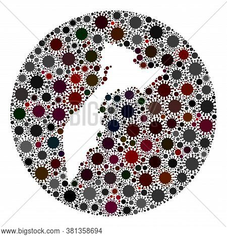 Vector Kamchatka Map Mosaic Of Sars Virus. Infection Attacks The Lockdown Territory From Outside. St