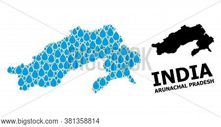 Vector Mosaic And Solid Map Of Arunachal Pradesh State. Map Of Arunachal Pradesh State Vector Mosaic
