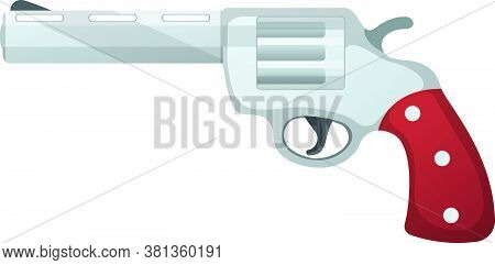 Revolver Pistol Icon, Self Defense Weapon, Concept Cartoon Vector Illustration, Isolated On White. S