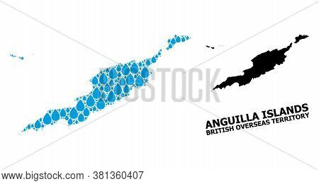 Vector Mosaic And Solid Map Of Anguilla Islands. Map Of Anguilla Islands Vector Mosaic For Pure Wate