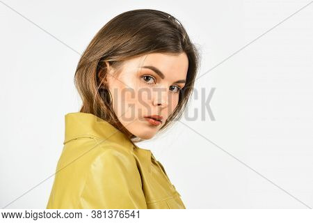 Woman With Trendy Makeup. Skin Tone. In Regular Care Add Creams Lotions And Peels With Acids. Sexy G