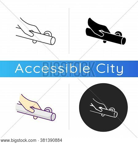Handrails Icon. Accessible Stairs Railing System. Modern Wall Mounted Handrails. Disabled People Sta