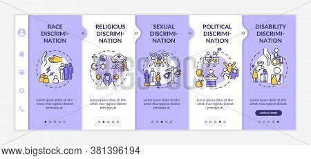 Discrimination Types Onboarding Vector Template. Racial And Religious Prejudice. Civil Rights. Respo