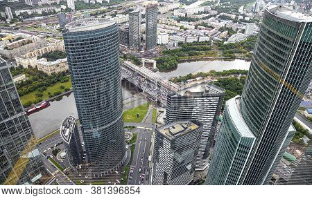 Moscow, Russia – July 23, 2020: Aerial View Of Center Of Moscow From Observation Deck  Federation To