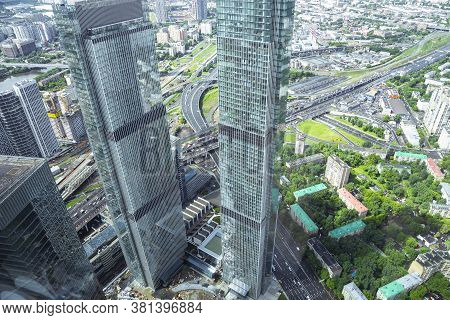 Moscow, Russia – July 23, 2020: Aerial View Of Center Of Moscow From Observation Deck  Federation To