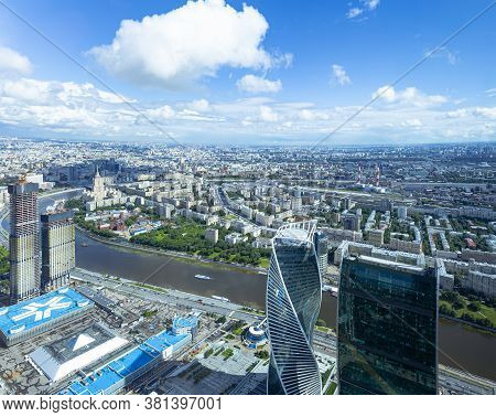 Moscow, Russia – July 23, 2020: Aerial View Of Center Of Moscow From Observation Deck  Federation To
