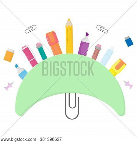 Banner With The Image Of Stationery. Pencil Vector
