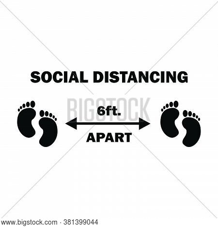 Social Distancing Two Footprints 6ft Apart. Six Feet Apart Social Distancing Preventive Measures Fee
