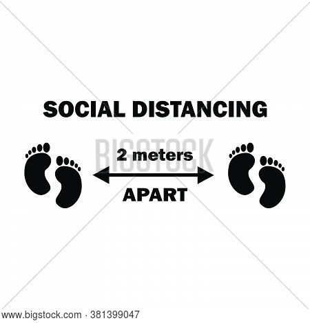 Social Distancing Two Footprints 2m Apart. Two Meters Apart Social Distancing Preventive Measures Fe