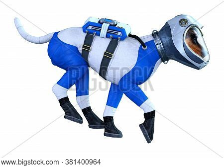 3D Rendering Astronaut Dog On White