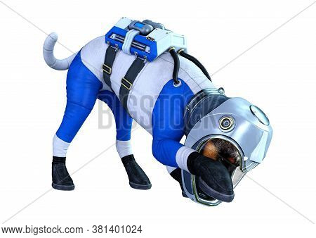 3D Rendering Astronaut Dog On White