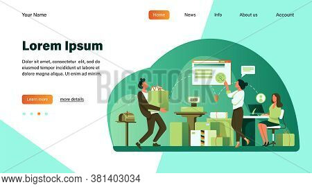 People Working At Post Office Flat Vector Illustration. Shipping And Delivery Service Concept. Mail 