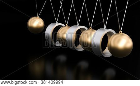 abstract gold and black newton pendulum. 3d render.
