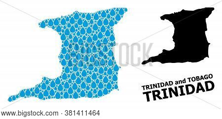 Vector Mosaic And Solid Map Of Trinidad Island. Map Of Trinidad Island Vector Mosaic For Clean Water