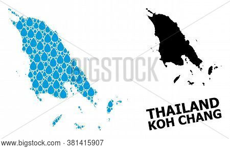 Vector Mosaic And Solid Map Of Koh Chang. Map Of Koh Chang Vector Mosaic For Clean Water Ads. Map Of