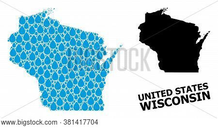Vector Mosaic And Solid Map Of Wisconsin State. Map Of Wisconsin State Vector Mosaic For Clean Water
