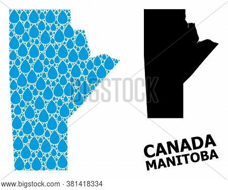 Vector Mosaic And Solid Map Of Manitoba Province. Map Of Manitoba Province Vector Mosaic For Clean W