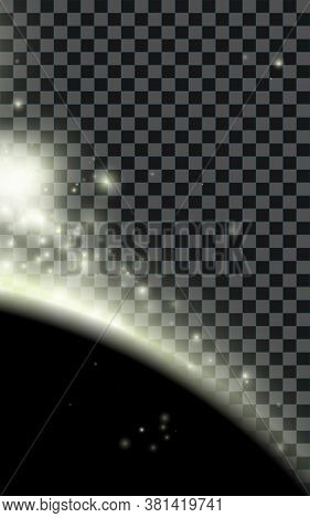 Spacescape With Planet And Stars On Transparent Background. Space Banner Design For Flyer, Poster, B