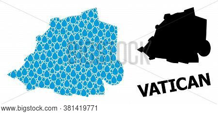 Vector Mosaic And Solid Map Of Vatican. Map Of Vatican Vector Mosaic For Pure Water Ads. Map Of Vati