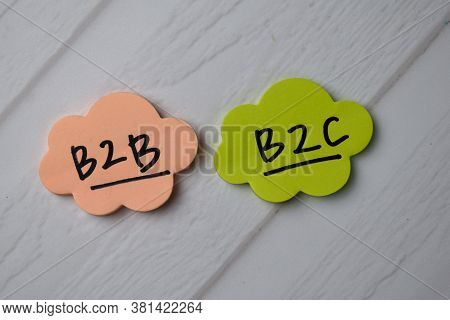 B2b And B2c Text On Sticky Notes With Office Desk.