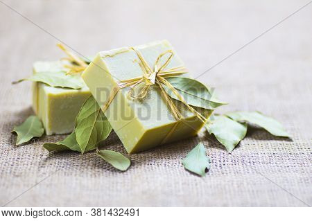 Organic Natural Handmade Bay Laurel Soap With Olive Oil And Leaves, Daphne Soap Body Care And Cosmet