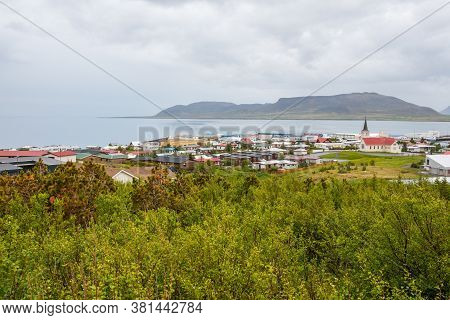 View Over Town Of Grundafjordur In Snaefellsnes Peninsula In Iceland