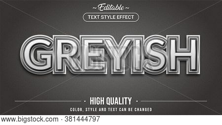 Editable Text Style Effect - Grey Color Theme Style. Graphic Design Element.