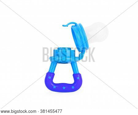 Baby's Nibbler And Ripe Strawberry On White Background