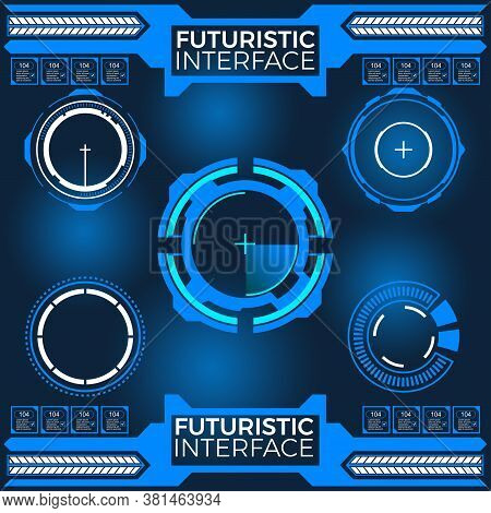 Hud Hologram Futuristic Elements Set Vector. Abstract Virtual Graphic For User Interface Control Pan