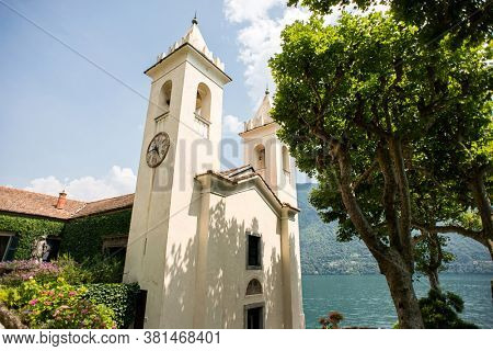 Villa Balbianello. Lake Como. Italy - July 19, 2019: Old Chapel on Villa del Balbianello. Lake Como. Italy. 